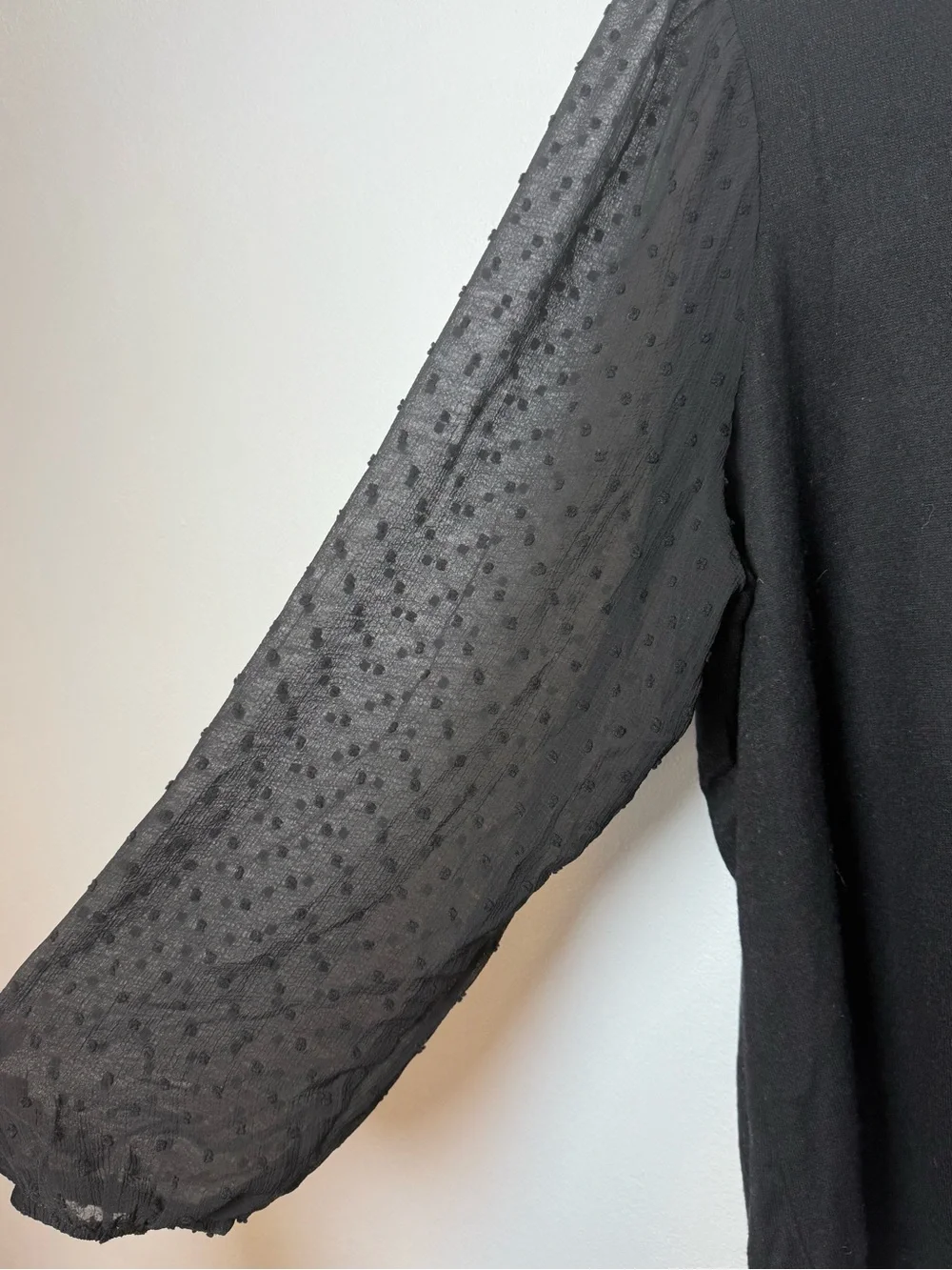 Maurices Black Long Sleeve Swiss Dot Sleeve Tee - Picture 3 of 6